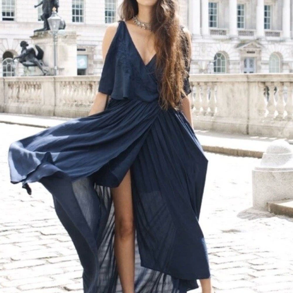 Free People Fiona Wrap Maxi Dress - Midnight blue